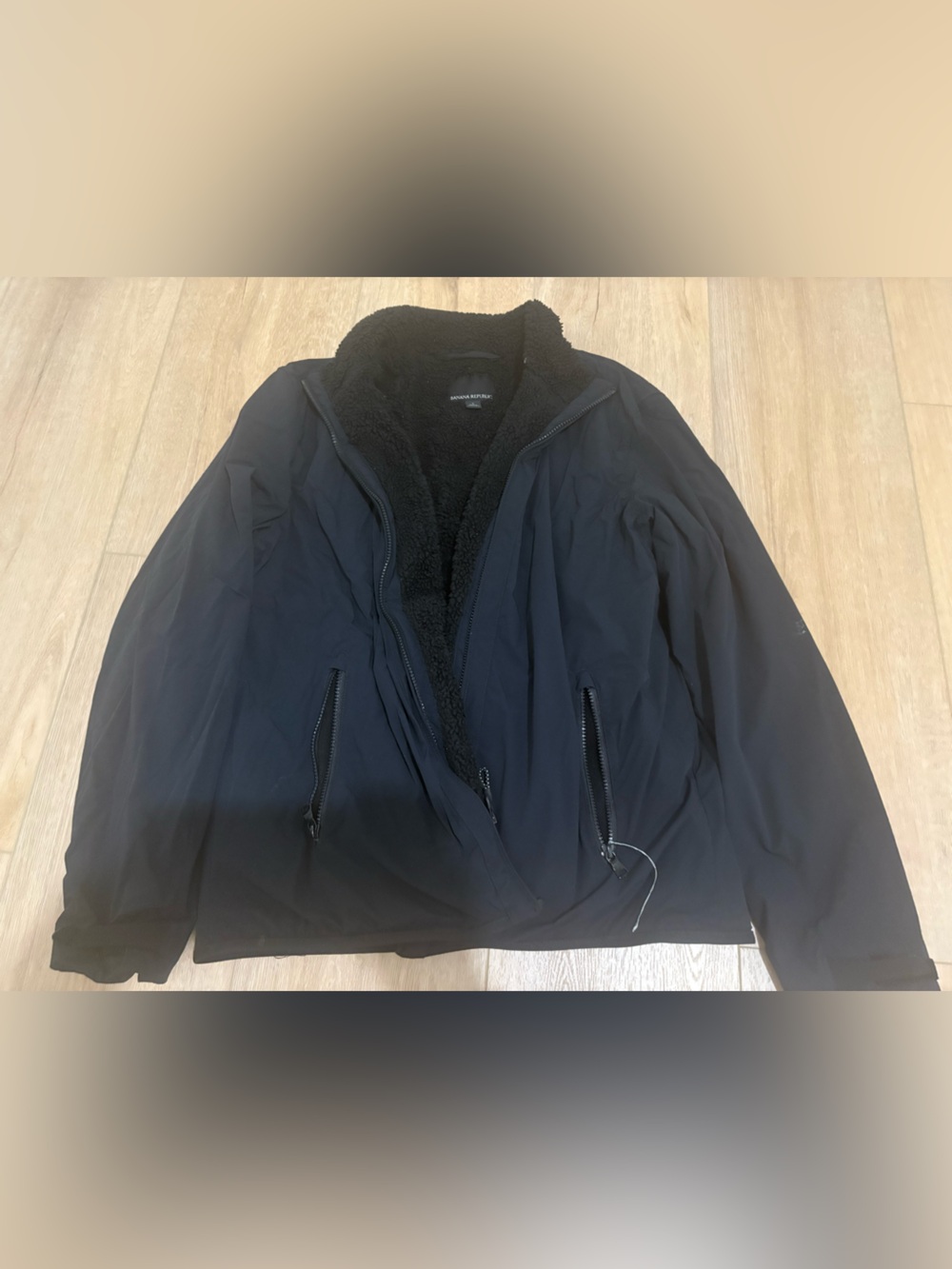Banana Republic Men's Black Sherpa-Lined Bomber Jacket